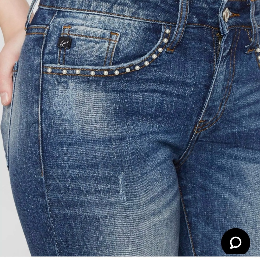 KanCan Blue Skinny Jeans with Distressed Wash